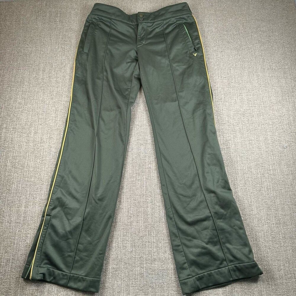 American Eagle Vintage Y2K Womens Green Track Pants Zip Closure Zip Ankle 6